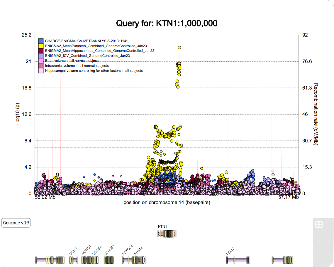Search for gene KTN1 looking 1,000,000 bp upstream and downstream of the gene